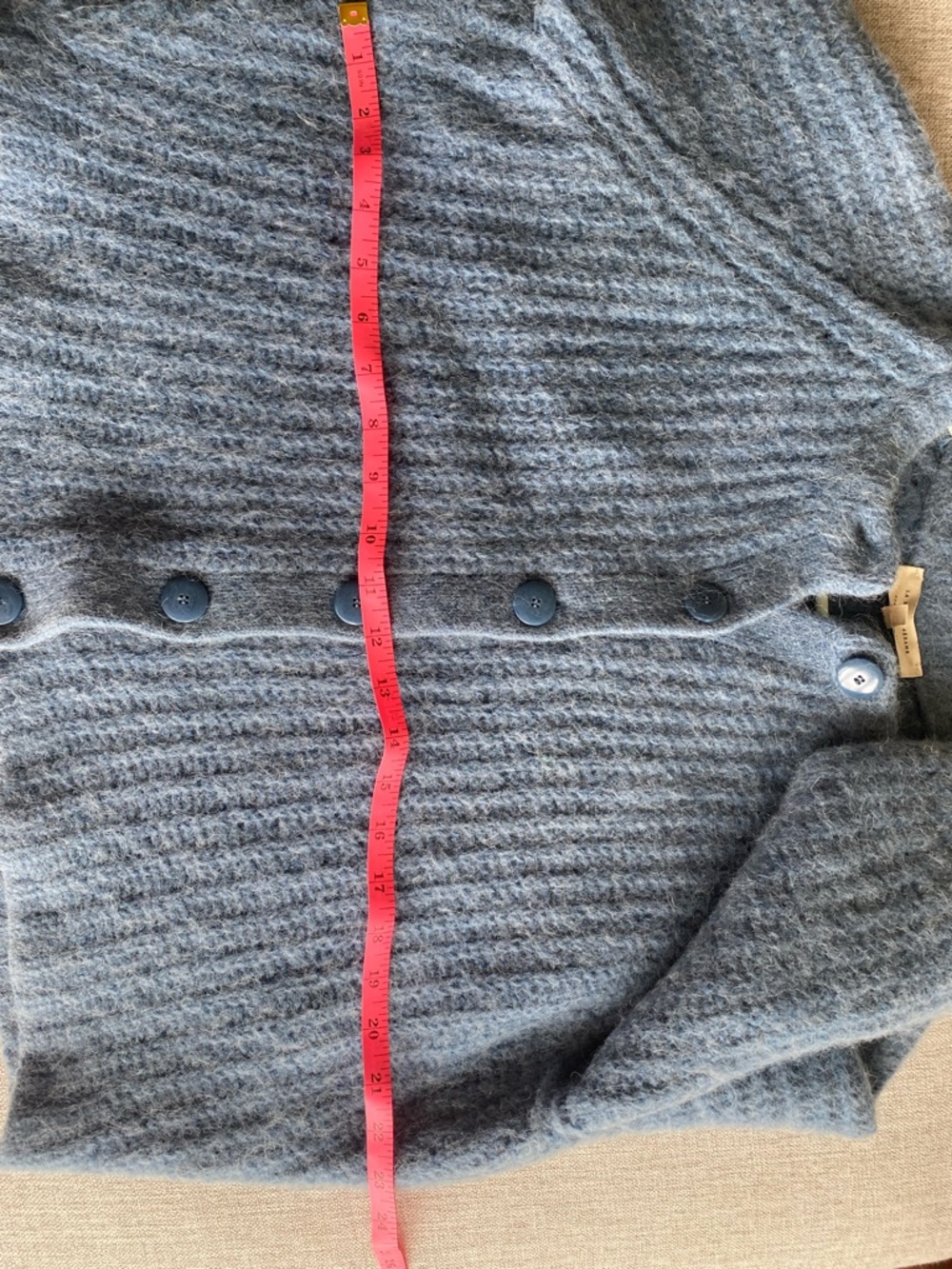 Sezane Soft Blue Button-Front Cropped Cardigan - Picture 6 of 8